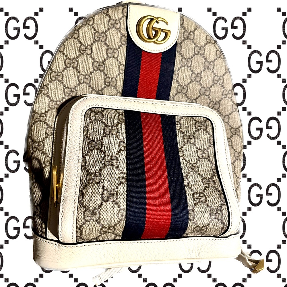 Gucci White Ophidia backpack, worn twice only.